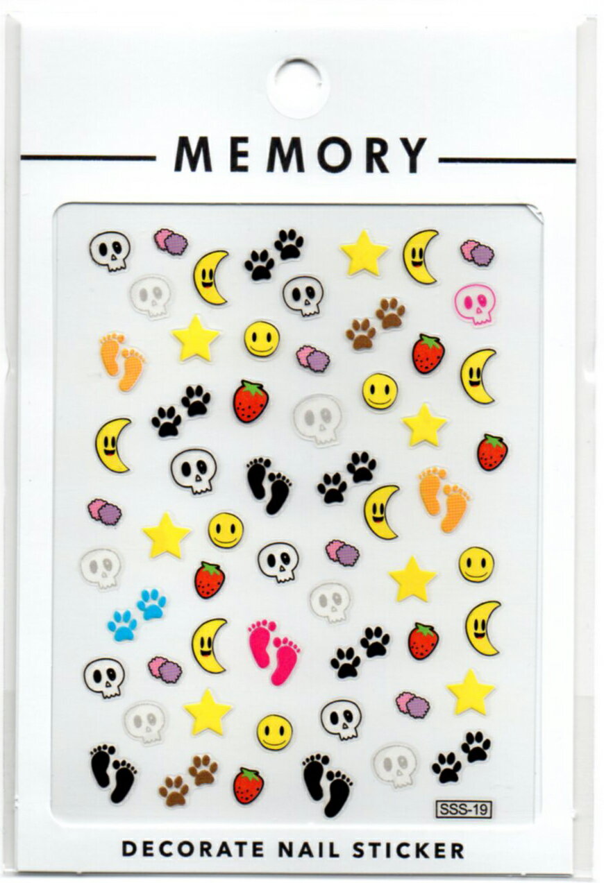 MEMORY ネイルシール ステッカー SSS-19 月 ドクロ スマイル 足