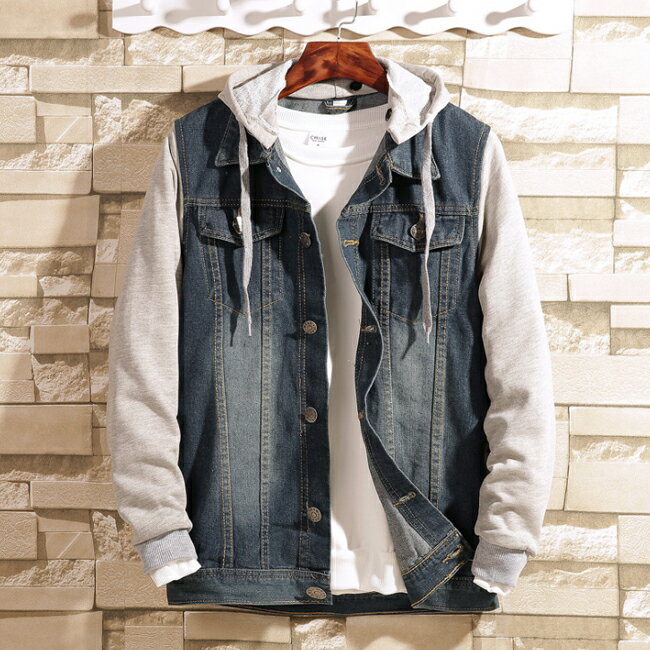 Denim Jacket - デニムジャケット メンズ フード付き ジャケット ダメージ加工 Gジャン ジャンパー デニム アウター