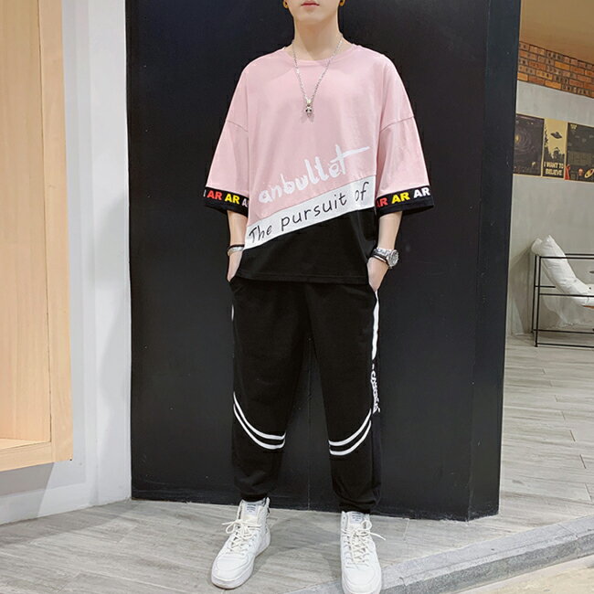 ジャージ 上下 メンズ セットアップ スウェット 配色 半袖 上下セット スポーツ カジュアル 部屋着 夏 ..