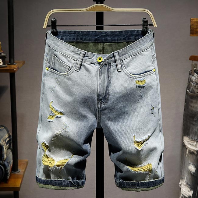 膝ダメージ☆スキニーデニム SIDE RIPPED スキニーデニムパンツ[品番：MKSW0050084]｜GYDA
