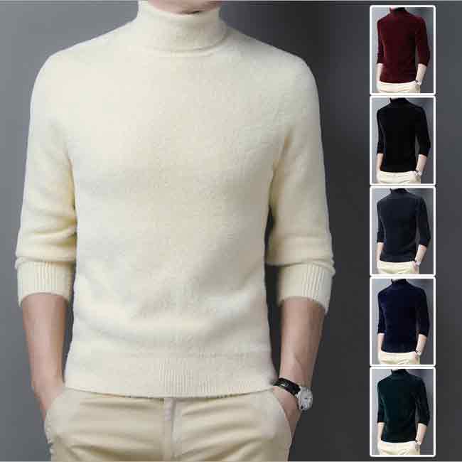 セーター メンズ ニット トップス タートルネック ハイネック セーター 秋冬 細身 カーディガン 防寒