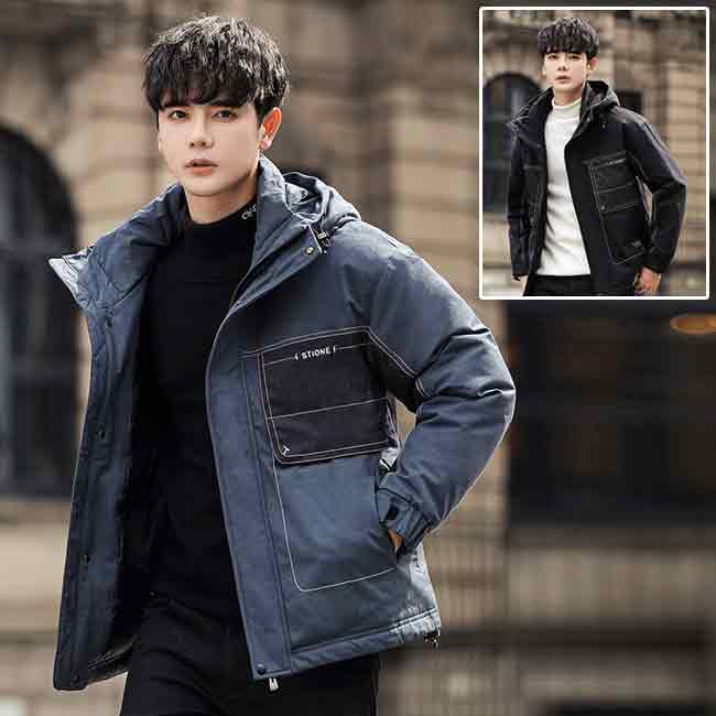 다운 재킷 맨즈 블루존 후드 첨부 겨울복 재킷 아우터 맨즈 패션