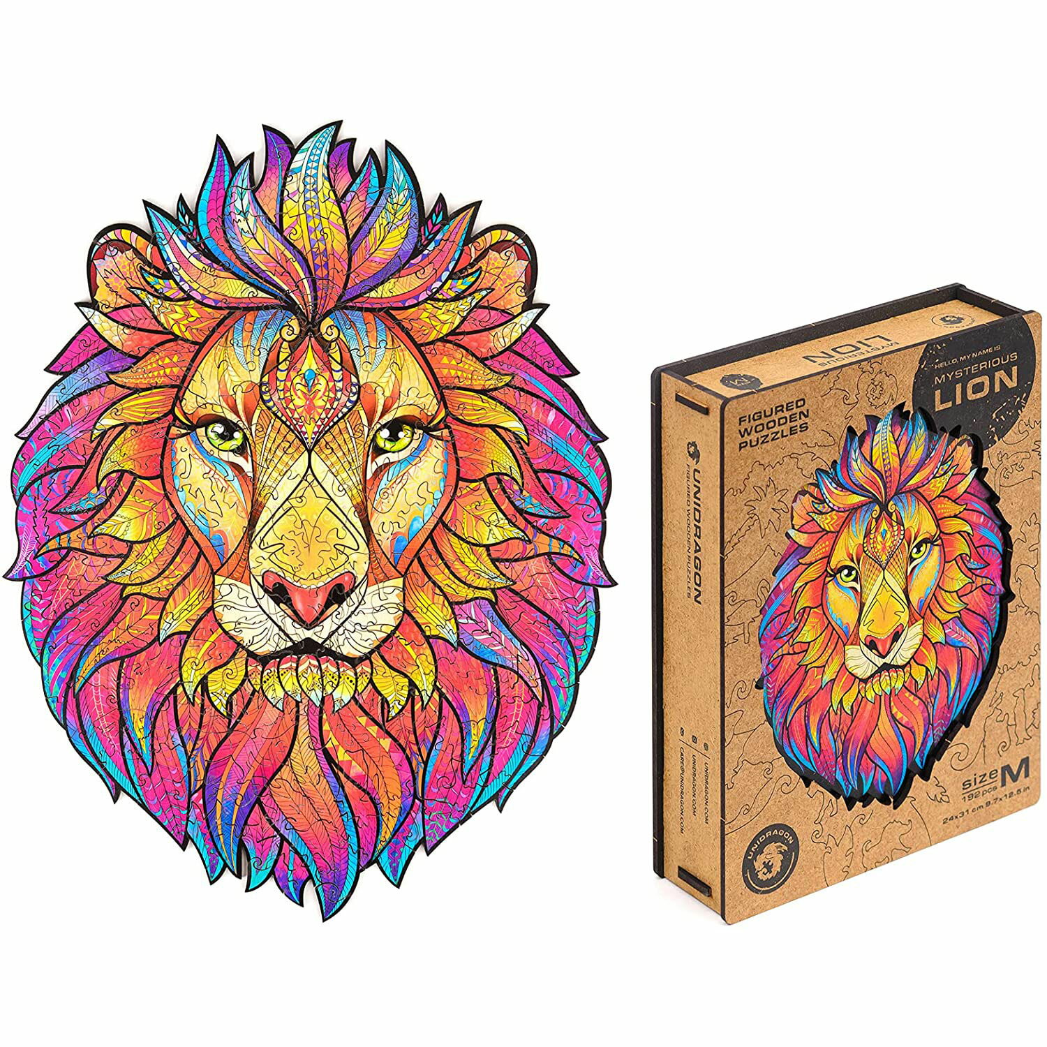 36 | UNIDRAGON ユニドラゴン ミステリアス・ライオン(神秘的なライオン ) Mサイズ 192ピース 木製フィギュアパズル