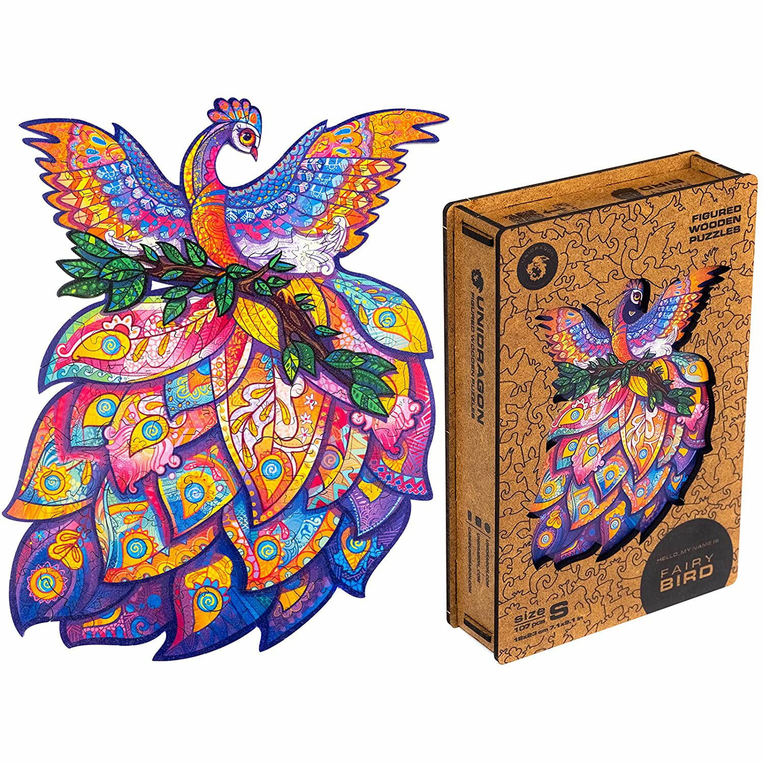 15 | UNIDRAGON ユニドラゴン フェアリー バード( 妖精の鳥) Sサイズ 107 ピース木製フィギュアパズル