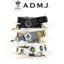 ADMJ エーディーエムジェイ SHRINKLEATHER　FLOWERMOTIF　SHOULDERSTRAP 牛革　フラワーモチーフ付　ショルダーストラップ 18AW05001 /..