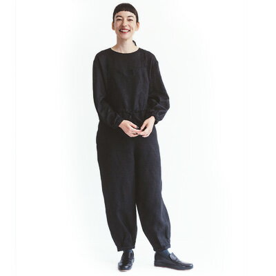 fog linen work フォグリネンワーク MILA SALOPETTE BLACK ミラ サロペット ブラック LWA619-17