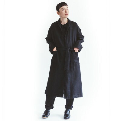 fog linen work フォグリネンワーク LOTTE COAT BLACK ロッテ コート ブラック LWA634-17