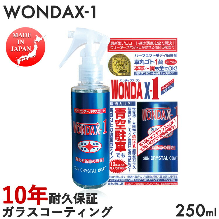 WONDAX-1 ワンダックスワン250ml ガラスコーティング剤 車ガラスコート剤 疎水親水完全ガラス質ノンシリコーン 塗装…
