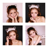 レビューのお約束で送料無料◎ねこみみカチューシャ猫カチューシャファッションレディースカチューシャリボンレース可愛い高品質パール付き選べる2カラーナイトブラックキャットピュアホワイトハロウィンコスプレ可愛いモテ猫アリアナ風カチューシャ