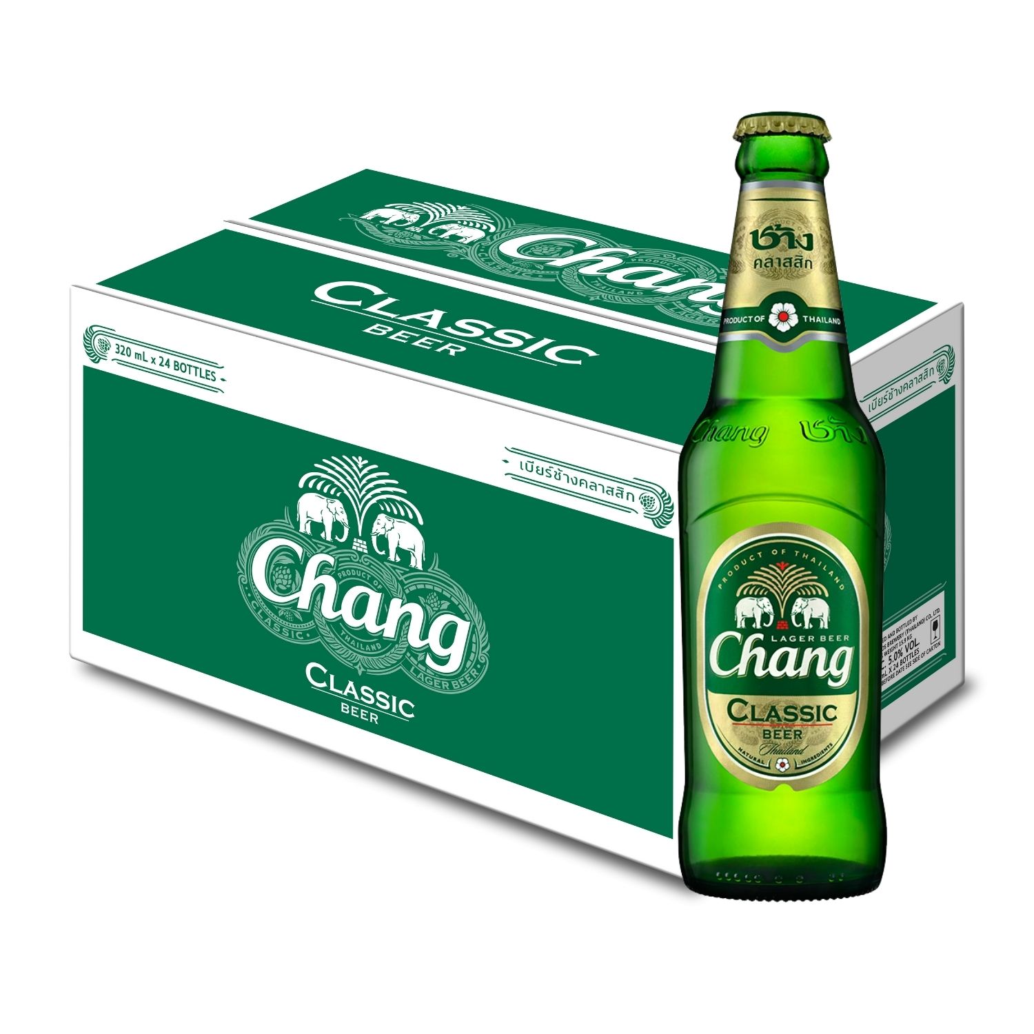 タイ料理を楽しむための完璧なビール タイ チャーンビール 瓶 3ml 24本入 クラフトビール 無料発送 世界のビール ビール Changbeer タイ料理 海外ビール 正規輸入品 ラガー 象 タイビール