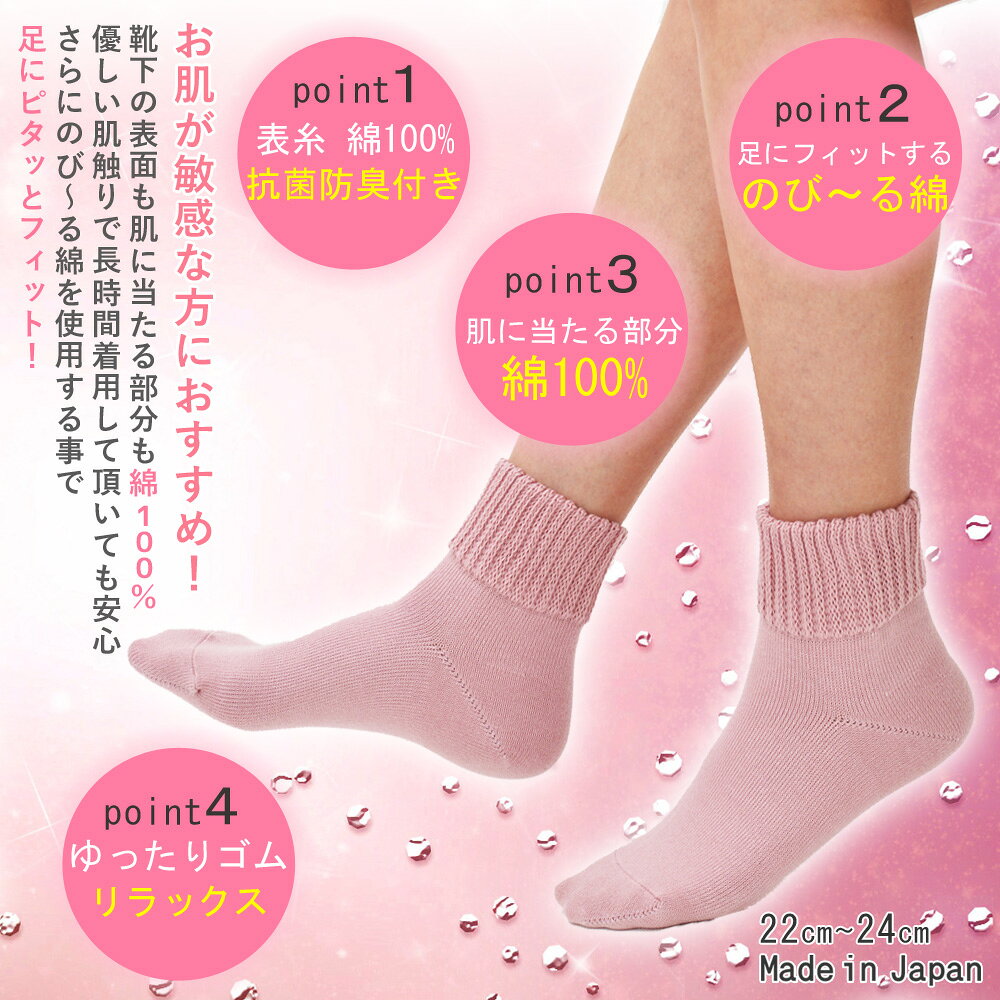 靴下 レディース 日本製 22〜24cm 綿1...の紹介画像2