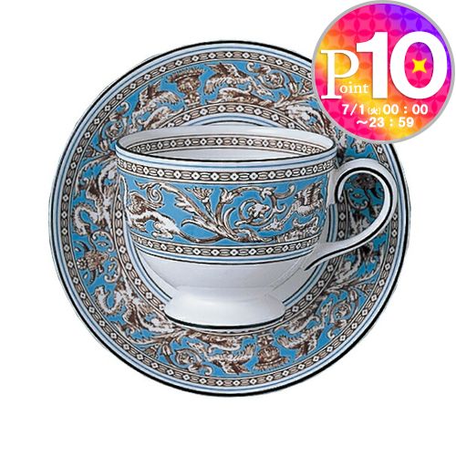 【5/23(木)20時～4時間限定ポイント5倍】 ウェッジウッド カップ＆ソーサー コーヒーカップ WEDGWOOD フロレンティーン ターコイズ コーヒーカップ&ソーサー リー 【お取り寄せ】のサムネイル