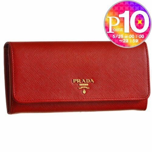 プラダ 財布（レディース） 【6/1(土)0時～24時間限定ポイント10倍】 プラダ　PRADA 財布 長財布 1MH132 QWA F068Z FUOCO 【SAFFIANO METAL】 【お取り寄せ】