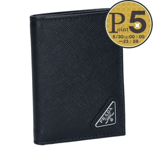 Rakuten - 【30日0時〜24h限定ポイント5倍】 プラダ PRADA 折財布 SAFFIANO TRIANGOLO 2MH041 QHH ブラック(F0002 NERO)