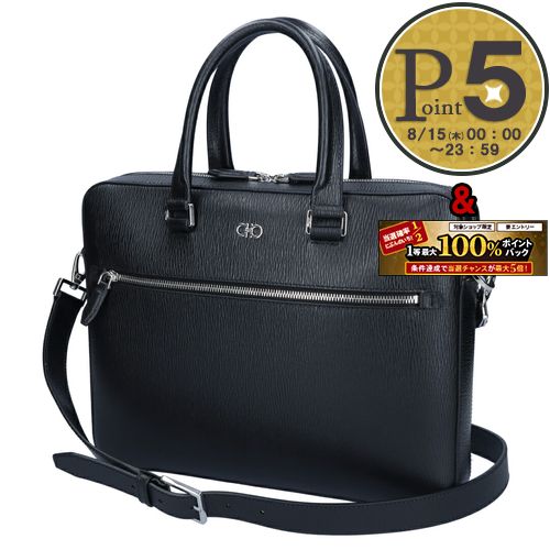 【5/15(水)0時～24時間限定ポイント5倍】 フェラガモ FERRAGAMO メンズ 2WAYバッグ ダブル・ガンチーニ 240986 753418 NERO ブラック