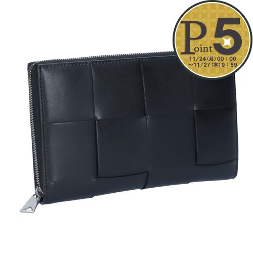 【24日0時〜82h限定ポイント5倍】 ボッテガヴェネタ BOTTEGA VENETA 長財布 ラウンド財布 イントレチャート カセット 649607 V47V...