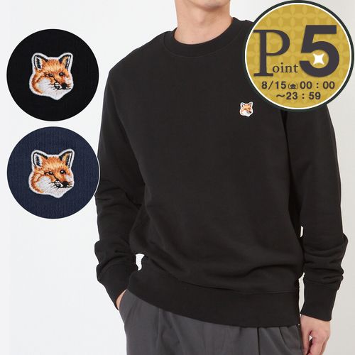 MAISON KITSUNÉ ブラック トレーナー S FOX HEAD PATCH REGULAR SWEATSHIRT | Maison Kitsuné