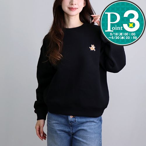 Collaboration - 【18日0時〜72h限定ポイント3倍】 メゾンキツネ MAISON KITSUNE レディース スウェットトレーナー スウェットシャツ スピーディ フォックスパッチ コンフォート MW00309KM0307 BLACK