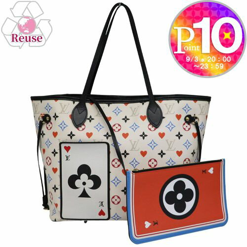 【3日20時〜4h限定ポイント10倍】 【リユース品】 ルイヴィトン LOUIS VUITTON バッグ トートバッグ ネヴァーフルMM ゲームオン M57462 ホワイト 【お取り寄せ】