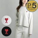 【7/13(日)0時~72時間限定ポイント5倍】 【訳あり】【X-6】アミパリス AMI PARIS レディース 長袖ニット セーター RED AMI DE COEUR CREWNECK SWEATER UKS046.KN0042 001 NOIR XXS(メンズ) XS(レディース)【ギフト不可】