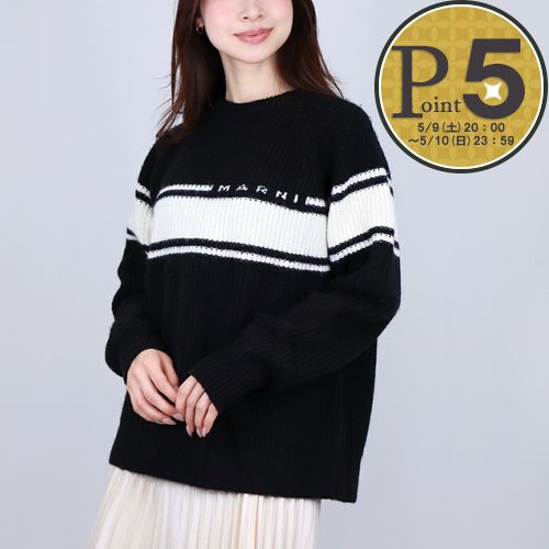 樂天商城 - 【9日20時〜28h限定ポイント5倍】 マルニ MARNI キッズ レディース ニット セーター ウールブレンドニット MK30U M01210 M00T0 0M900 BLACK 【お取り寄せ】