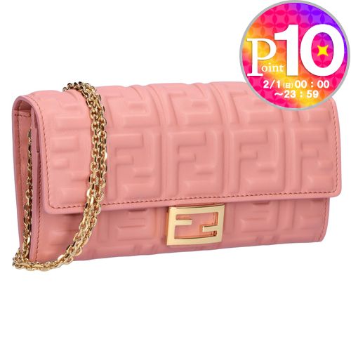 【1日0時〜24h限定ポイント10倍】 フェンディ FENDI チェーンウォレット 長財布 CONTINENTAL コンチネンタル 8M0365 AAJD F13VM MACARON+SOFT GOLD 【お取り寄せ】