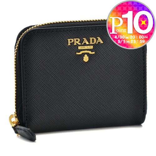 【5/25(土)0時～24時間限定ポイント5倍】 プラダ コインケース 小銭入れ PRADA 1MM268 QWA F0002 NERO 【SAFFIANO METAL】 【お取り寄せ】