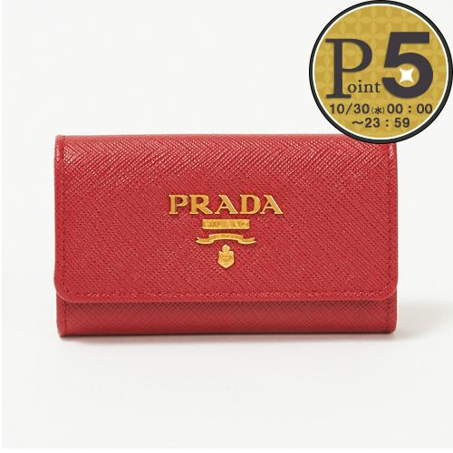 プラダ キーケース 【5/9(木)20時～28時間限定ポイント5倍】 プラダ PRADA キーケース 【SAFFIANO METAL】 1PG004 QWA レッド系(F068Z/FUOCO) 【お取り寄せ】