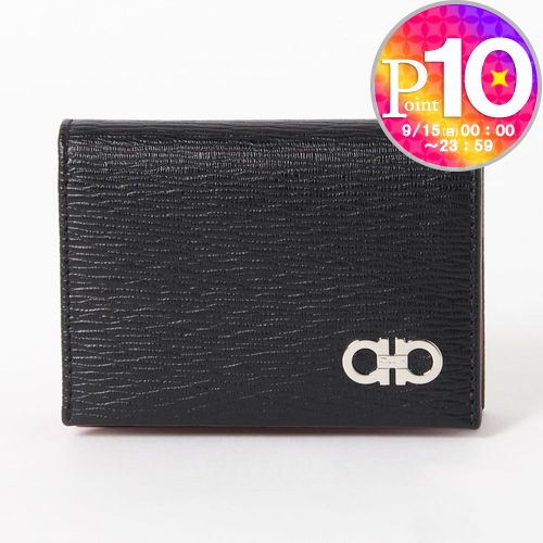 【24日20時〜52h限定ポイント5倍】 フェラガモ カードケース 名刺入れ 【REVIVAL GANC】 A062 685948 ブラック×レッド系(NERO/RED) FERRAGAMO