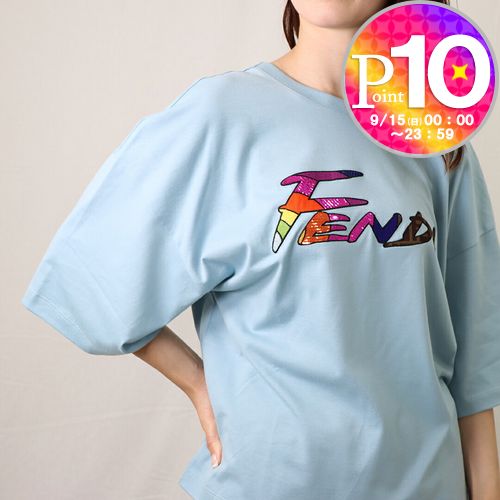 【6/4(火)20時～28時間限定ポイント5倍】 フェンディ FENDI レディースTシャツ 【ブラッシュ オーバーサイズ】 FS7890 AJXG F1H3F LUGHT BLUE