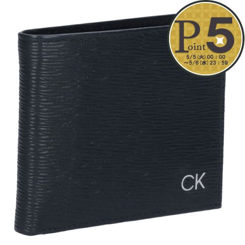 【5日0時〜48h限定ポイント5倍】 カルバンクライン CALVIN KLEIN メンズ 折財布 二つ折り 小銭入れ付き 31CK130008 ブラック(BLACK)