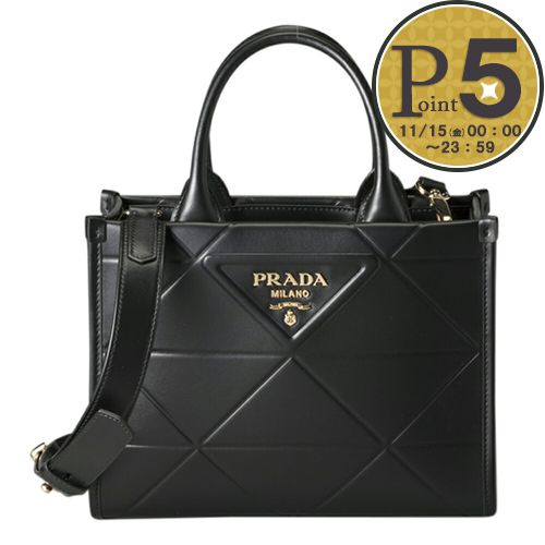 【5/20(月)0時～24時間限定ポイント5倍】 プラダ PRADA ハンドバッグ シンボル ステッチ レザー スモール バッグ 1BA396 ASK OCO ブラックGD金具 【お取り寄せ】