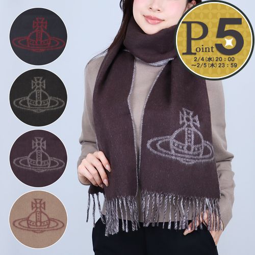 【4日20時〜28h限定ポイント5倍】 ヴィヴィアンウエストウッド VIVIENNE WESTWOOD マフラー ウールマフラー ユニセックス SINGLE O...