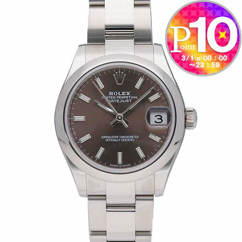 ロレックス ROLEX 腕時計 レディースウォッチ デイトジャスト31 278240ロレックスの腕時計クラシックかつスタイリッシュなデザインでどんなシーンでも活躍しますサイズケース/約31mm仕様自動巻100m防水カレンダー機能素材ガラス/サファイアケース/オイスタースチールベルト/オイスタースチールカラー文字盤/ダークグレーベルト/シルバー付属品ブランド箱・国際保証書（自然故障・当店5年間修理保証）注意点ブランドBOX・保証書に入荷時より凹み、キズ、汚れなどがある場合がございます。※海外ブランド商品に関しては、予告なく仕様変更が行われる可能性があり、在庫が混在しております。仕様についてはお選びできかねますので、予めご了承の上、お買い求めください。※サイズはスタッフが手作業で計測しており、誤差が生じることがございます。※インターネット販売価格は、当社直営店舗の価格とは異なる場合がございます。ロレックス　アイテム一覧を見る　≫ロレックス 腕時計　一覧を見る　≫