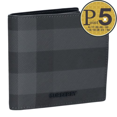 【17日0時～48h限定ポイント5倍】 バーバリー BURBERRY 折財布 二つ折り 小銭入れあり 8100529 A12 CHARCOAL