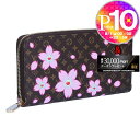 【4日20時~28h限定ポイント10倍】 ルイヴィトン LOUIS VUITTON 村上隆 長財布 M13433 LV×TM ジッピー・ウォレット サクラブラウン