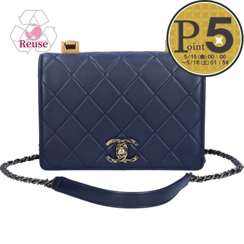 樂天商城 - 【15日0時〜26h限定ポイント5倍】 【リユース品】 シャネル CHANEL バッグ ショルダーバッグ マトラッセチェーンショルダーバッグ ネイビー 【お取り寄せ】