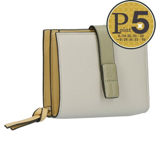 美品✨ ロエベ　折り財布　ロゴ　型押し　ベルト　Wホック　レザー　ブラウン 2106 ロエベ Wホック2つ折り財布 レザー ベルトデザイン A