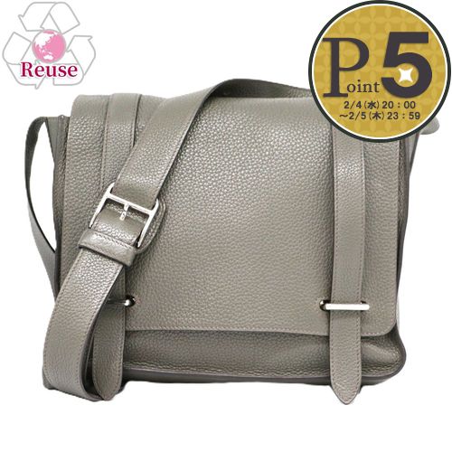 【4日20時～28h限定ポイント5倍】 【リユース品】 エルメス HERMES バッグ ショルダーバッグ スティーブカポラル27 エタン/シルバー金具 【お取り寄せ】