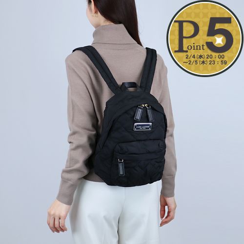 【4日20時～28h限定ポイント5倍】 マークジェイコブス MARC JACOBS バッグ リュックサック キルティング ロゴプレート M0016679 001 BLACK