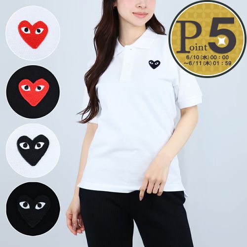 【4日20時〜28h限定ポイント5倍】【期間限定価格】 コムデギャルソン COMME DES GARCONS ユニセックス メンズ レディース 半袖 ポロシャツ PLAY プレイ T006/T066 RED/BLACK HEART ハート ワンポイント