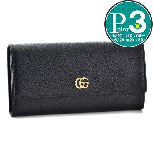 【27日10時〜38h限定ポイント3倍】 グッチ GUCCI 長財布 456116 CAO0G 1000 NERO 【PETITE MARMONT：プチマーモント】 【お取り寄せ】