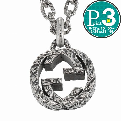 GUCCI - 【27日10時〜38h限定ポイント3倍】 グッチ GUCCI ネックレス ペンダント 455307 J8400 0811 シルバー/ブラック 【お取り寄せ】