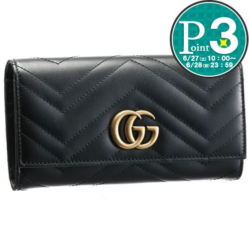 GUCCI - 【27日10時〜38h限定ポイント3倍】 グッチ GUCCI 長財布 【GGマーモント：GG MARMONT 2.0】 443436 DTD1T ブラック(1000/NERO) 【お取り寄せ】