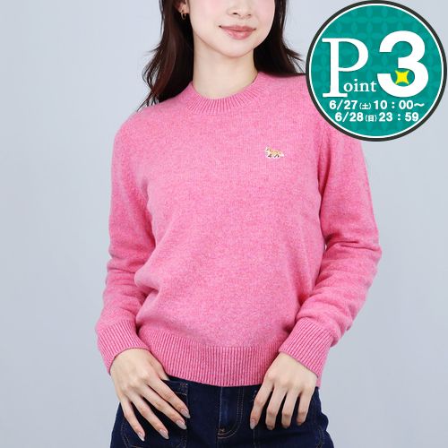  メゾンキツネ MAISON KITSUNE レディース ニット クルーネックセーター ベイビー フォックス ラムズウール レギュラー ジャンパー PW00817KT1006 0327 PALE ROSE