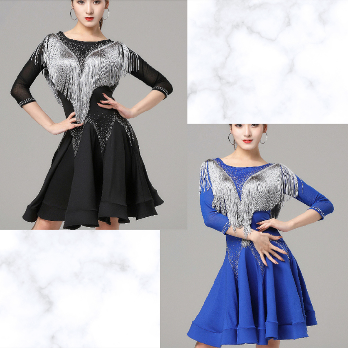 【既製品】社交ダンスドレス ダンス衣装 発表会 ステージ衣装 ラテンドレス 競技用 デモ用 練習用 ダンスウエア トップス パーティードレス モダンドレス スカート スタンダードドレス ワンピース LP080 【XINEI】