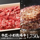 小形牧場牛 切り落とし1000gと前沢牛入りハンバーグ5個 計1750g 送料無料