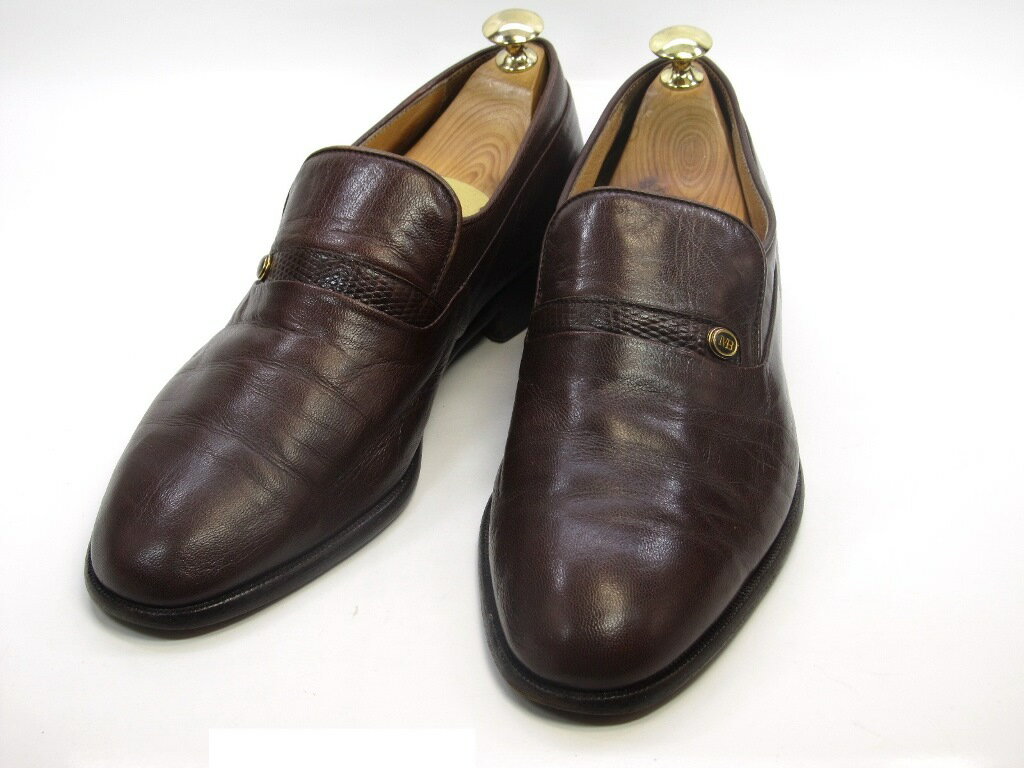 【中古】【送料無料】BRUNO MARTINI40.5 / (25.0cm〜25.5cm) イタリア製・スリッポンメンズシューズ 紳士 靴 ビジネス カジュアル メンテナンス済