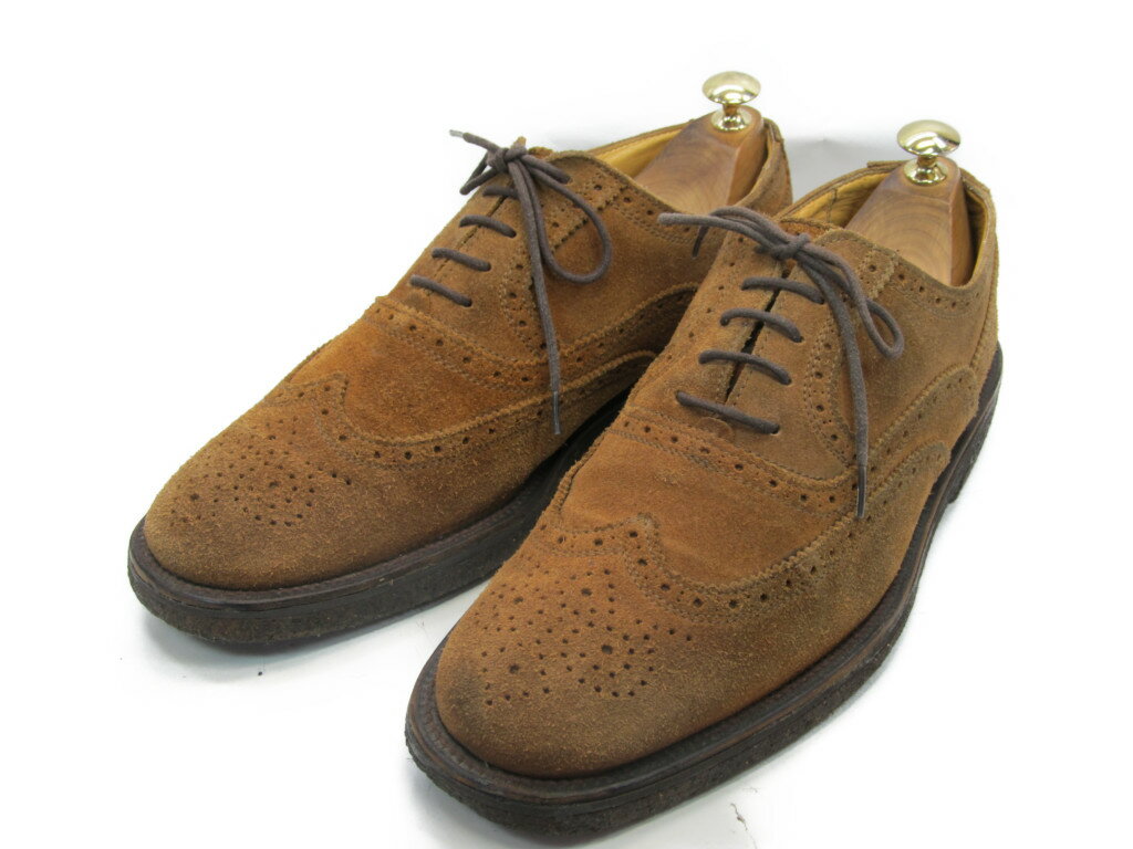 【中古】【送料無料】BEST SHOES- / (26.0cm〜26.5cm) イタリア製・ウイングチップメンズシューズ 紳士 靴 ビジネス カジュアル メンテナンス済