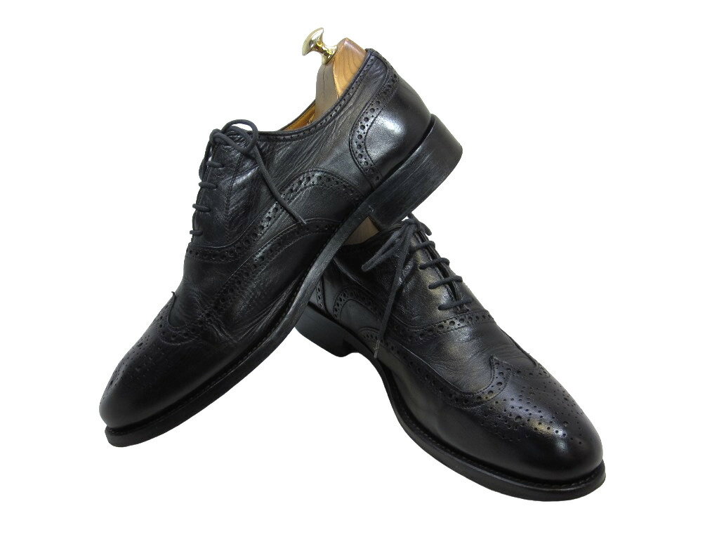 【中古】【送料無料】POLLINI (ポリーニ) 42.5 (27.5cm〜28.0cm) イタリア製・ウイングチップレザーシューズメンズシューズ 紳士 靴 ビジネス カジュアル メンテナンス済